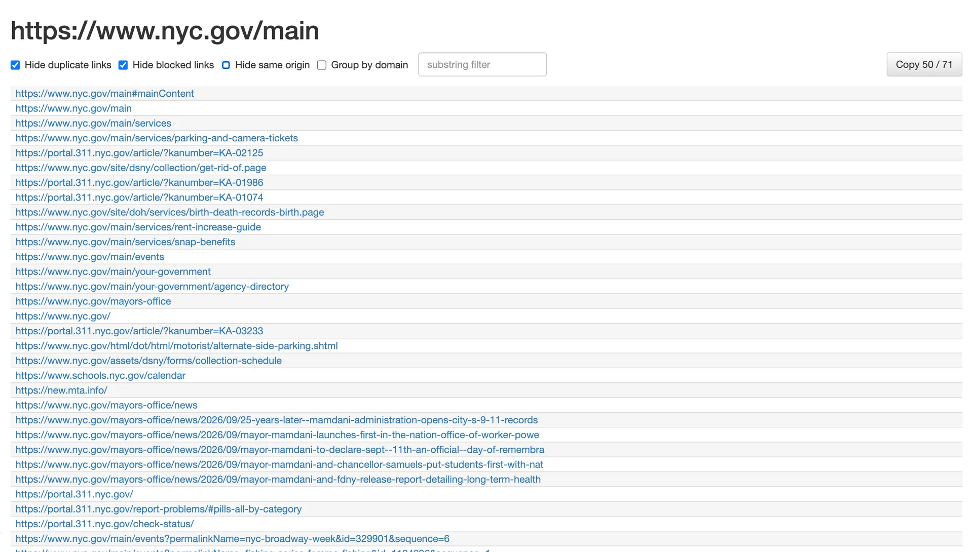 Screenshot of the original Link Grabber